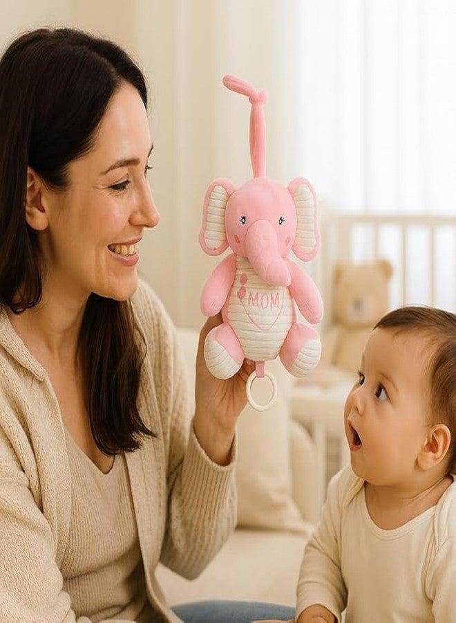 SMILE BABY Plush Hanging Toy Rattles for Crib and Stroller Keep Your Baby Entertained and Engaged. Soft, Colorful, and Safe, They Stimulate Sensory Development and are Perfect for Playtime Fun (PINK ELEPHANT) - Image 3